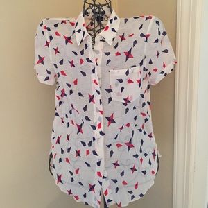 Theory button up short sleeve blouse