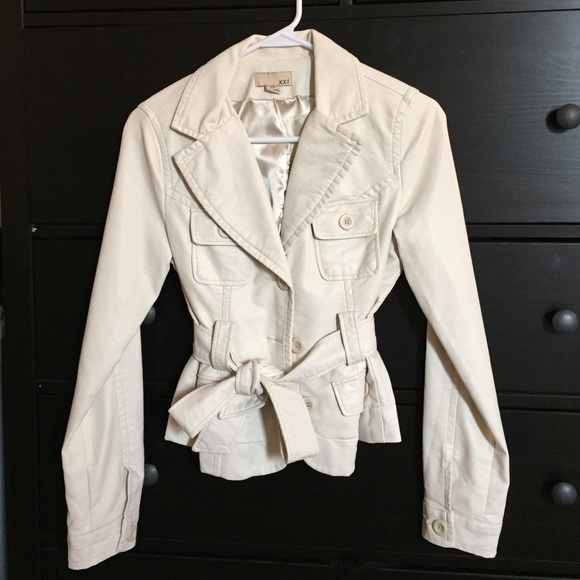 Forever 21 Faux Leather Cream Jacket