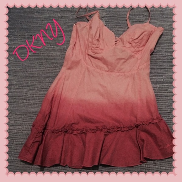 ☀️DKNY Spaghetti Strap pink tie dye Summer Top