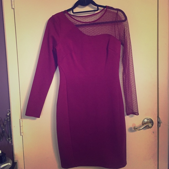 Halston heritage medium wine colored dress