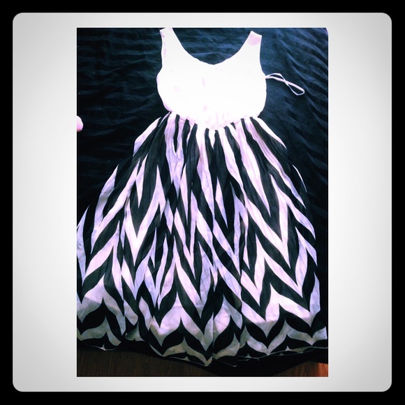 Black and white chevron dress