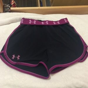 Black and purple athletic shorts