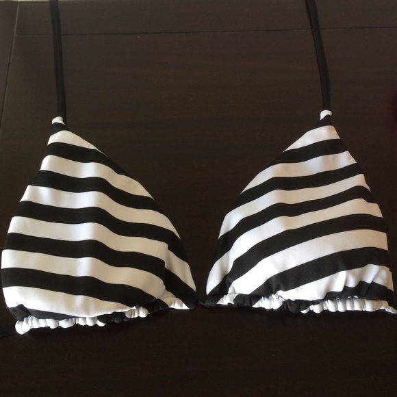 Black and white striped bikini top