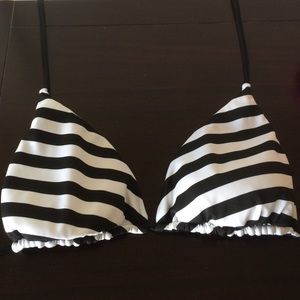 Black and white striped bikini top
