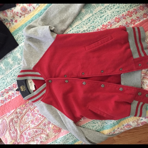 Red and grey varsity jacket