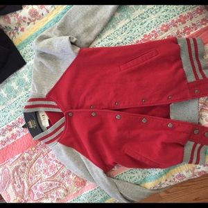 Red and grey varsity jacket