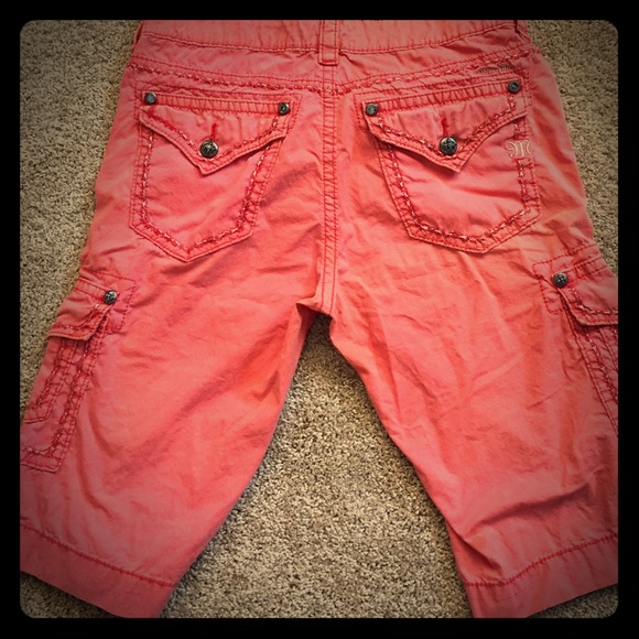 Miss Me Tangerine Orange Bermuda cargo shorts