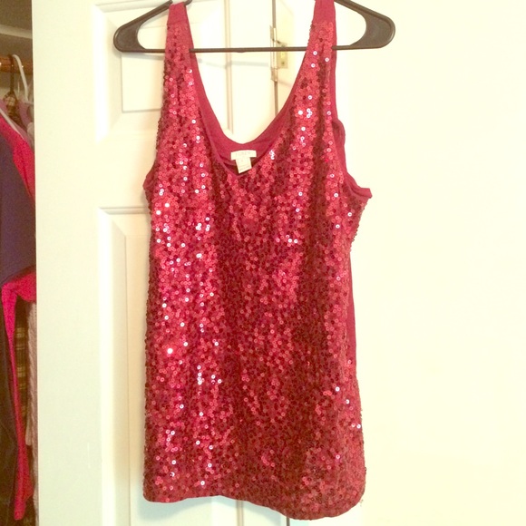 J. Crew Red Sequin-Front Tank