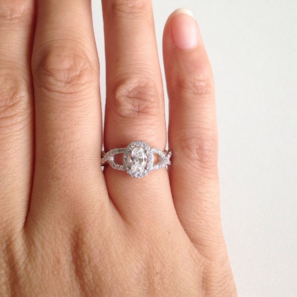 925 sterling silver oval cz engagement ring