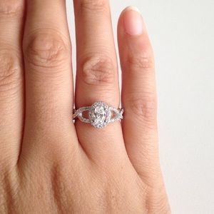 925 sterling silver oval cz engagement ring
