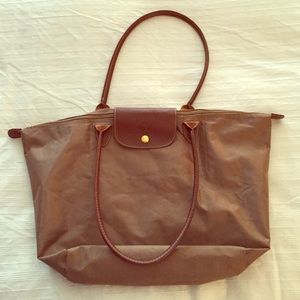Long Champ inspired Beige Medium Tote