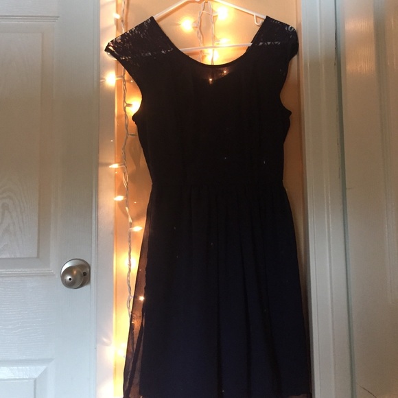 Royal blue dress with lace detail