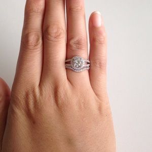 925 sterling silver round cz wedding set
