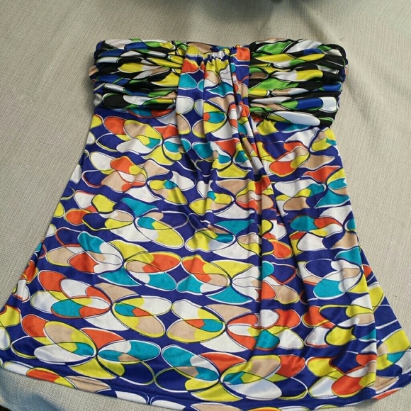 Karlie Multi-colored Strapless Blouse