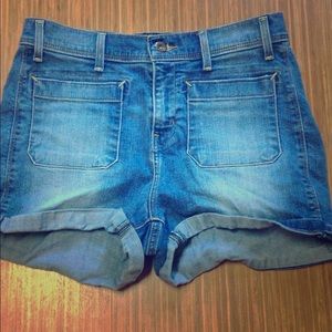 Lady's High Waisted Jean Shorts