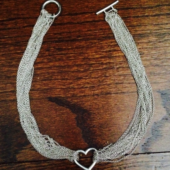 Sterling Silver Tiffany & Co Open Heart Necklace