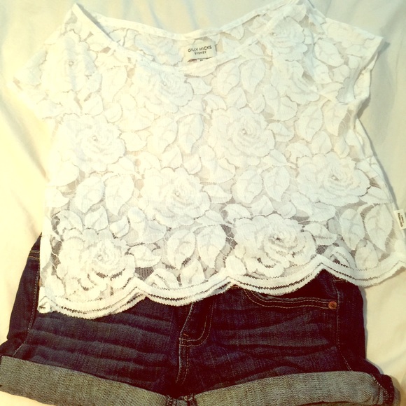White Lace Crop Top Gilly Hicks
