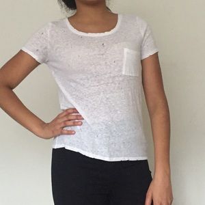 Ripped white shirt sleeve