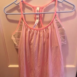 Lululemon pink flowy tank with bra