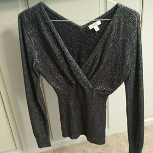 Black & Silver long sleeve dressy sweater