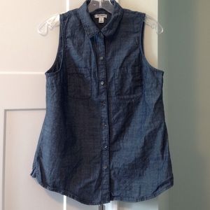 Sleeveless chambray top