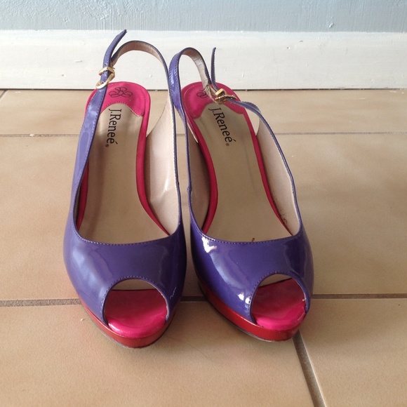 J.Reneè hot pink and purple heels, 8M, - Picture 2 of 4