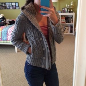 American Eagle Fur Hood Sweater