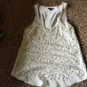 cream tank top with silver sequins