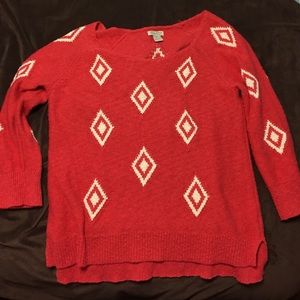 Aztec print Coral Sweater very Soft and Cozy!