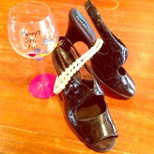 Will Price Drop! Black patent faux croc comfy heel