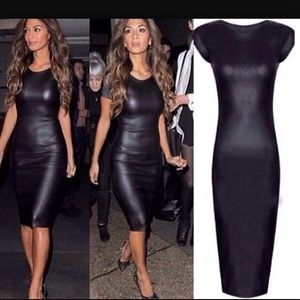 Faux leather midi dress