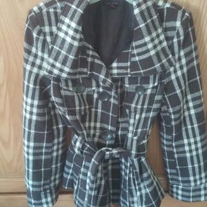 Brown/cream plaid coat
