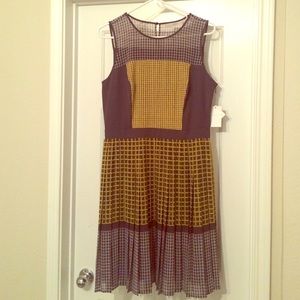 Yellow and Grey Patterned Halogen Dress