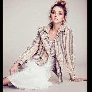Free people striped linen moto jacket