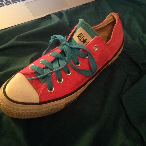 Neon pink and blue converse