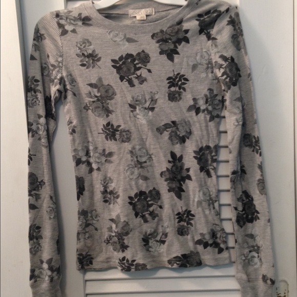 Forever 21 Floral Print Waffle Shirt