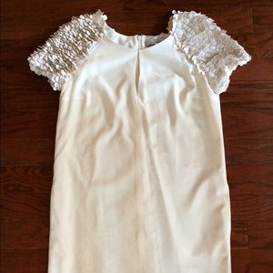 Robert Rodriguez white leather sleeve dress