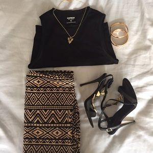 Tribal midi skirt with side slit