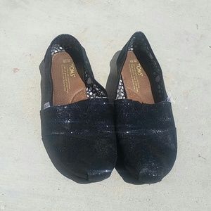Toms black sparkly flats