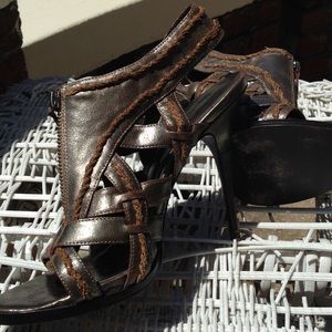 Beautiful brushed metallic designer heels.