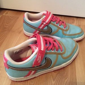 Pink and Baby Blue Lowtop Nike Dunks