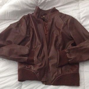 Faux leather jacket.