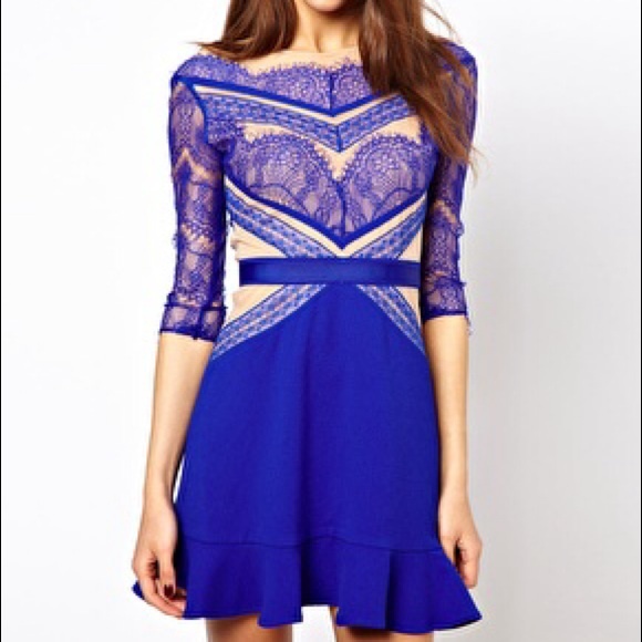 Three Floor Shade of Blue Lace Dress