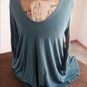 Nally &Millie tunic slate blue 3/4 sleeve high low