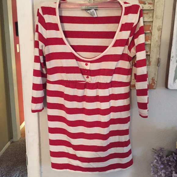 Red and white stripped baby doll style top - Picture 1 of 1