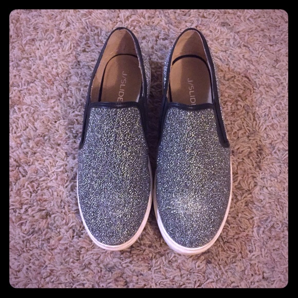 Metallic slip on sneakers