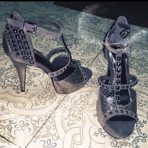 Gianni Bini Metallic Gray Heels with Studs