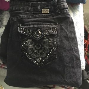 Black capris with rime stones