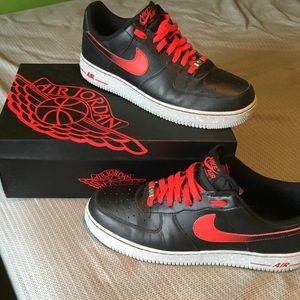 Red and black Air Force 1's.