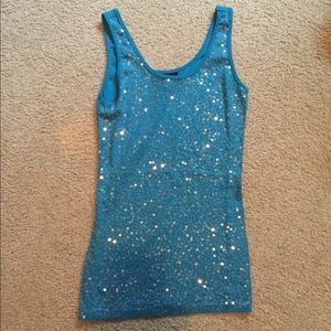 Blue sequins tank top